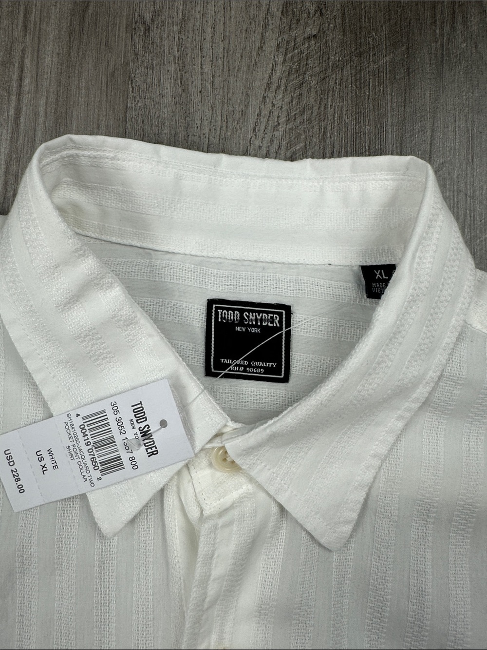 Todd Snyder Jacquard Two Pocket Point Collar White Long Sleeve Button Down - XL - Picture 5 of 8
